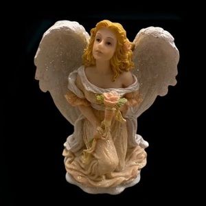 vintage glitter angel figurine (6” tall)